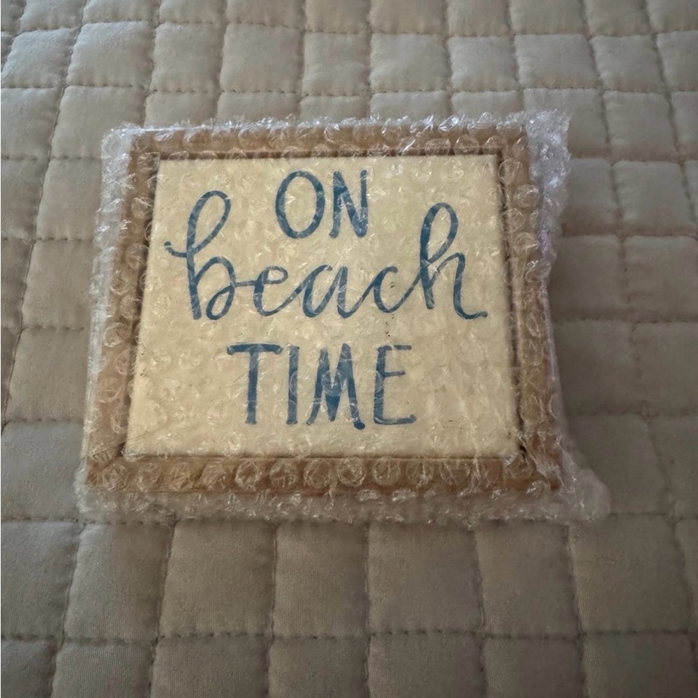 On Beach Time Mini Sign